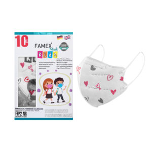 Mask for children with hearts FFP2 Famex Kids PFE≥95% 10pcs