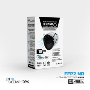 Proactive-tex Μάσκα FFP2 N95 Υψηλής Προστασίας Μαύρη 10τμχ